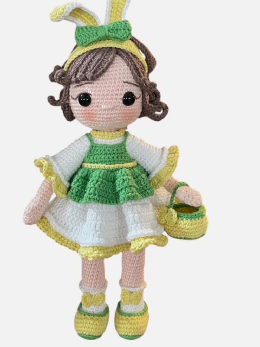 Amigurumi Crochet hand Bunny Doll Ador, 10” tall 13” with the ears